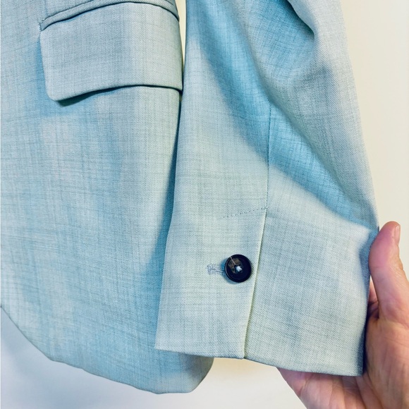 Zara Light Green Mint Basic Blazer Collarless Size 4 - Picture 6 of 7